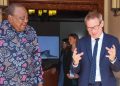 Former President Uhuru Kenyatta With The British High Commissioner To Kenya, Neil Wigan Obe, During A Courtesy Visit At His Residence.