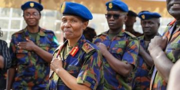 Commander Kenya Air Force (Kaf), Major General Fatuma Ahmed, While Visiting Moi Air Base (Mab) Primary School.