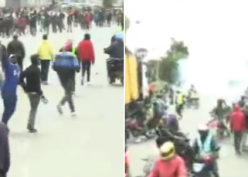 Police Lob Tear Gas