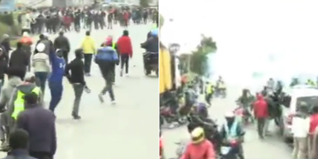 Police Lob Tear Gas