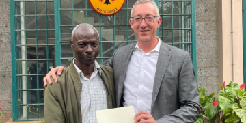 A Photo Of Kenyan Gardener Bwana Hesbon Imbwaka And German Ambassador To Kenya, Sebastian Groth Photo/ Sebastian Groth