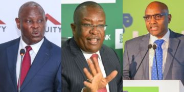Equity Group Managing Director And Ceo Dr James Mwangi In A Past Event. (Left), Co-Op Bank Md &Amp; Ceo Gideon Muriuki (Centre) And Kcb Group Ceo Paul Russo (Right).