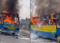City Shuttle Bus Burnt Along Jogoo Road On August 7, 2025. Photo/Ugc.
