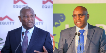 A Side-By-Side Photo Of Equity Group Managing Director And Ceo Dr. James Mwangi And Kcb Group Ceo, Paul Russo. Photo/Equity Bank/Kcb.
