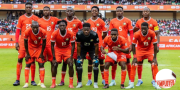 Harambee Stars Starting Xi During A Past Chan 2024 Match With An Insert Of ‘Employed’ Writing. Photo/Pcs/Menzieslaw.