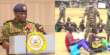 A Photo Collage Of Police Ig Douglas Kanja And A Past Recruitment Exercise. Photo/Nps/Kna.
