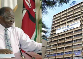 A Photo Collage Of The Late President Mwai Kibaki And Union Towers In Nairobi Cbd. Photo/Sg/Mku. Simon Gicharu