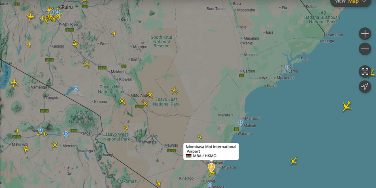 Kaa Announces Aircraft Incident At Moi International Airport Mombasa Moi International Airport Flight Radar 24 Map. Photo/Flightradar24