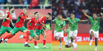 Morocco (Team) And Madagascar (Right) Celebrating Their Semi-Finals Win. Photo/ Caf