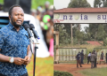 A Photo Collage Of Trana Nzoia Governor George Natembeya And Nzoia Sugar Company Gate. Photo/Natembeya X/Citizen Digital