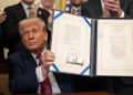 President Donald Trump Signing An Executive Order Into Law In 2025 Photo/White House