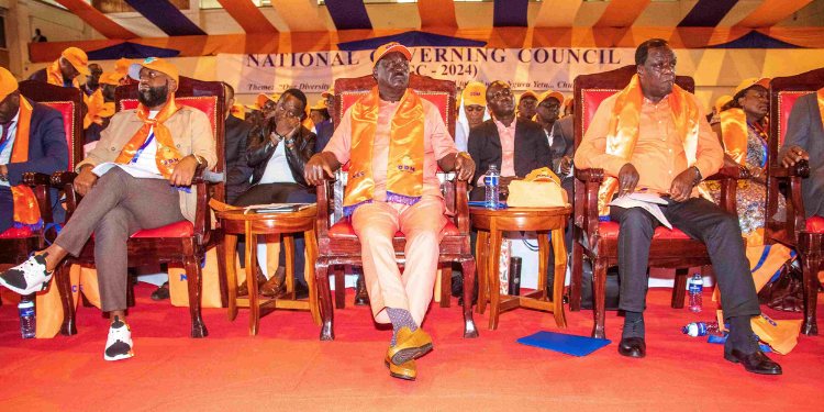 Odm Politicians Tipped As Possible Running Mates For Ruto In 2027 A File Picture Of Odm Leader Raila Odinga And His Two Former Deputies, Hassan Joho And Wycliffe Oparanya. Photo/Barack Oduor/Ev.