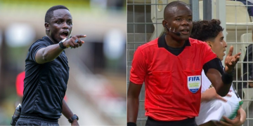 Kenyans Referees Stephen Yiembe, And Dickens Mimisaofficiating Chan 2024. Photo/Fkf