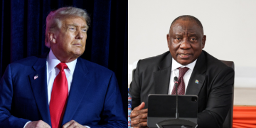 A Photo Collage Of The U.s President Donald Trump And South African President Cyril Ramaphosa. Photo/White House/Ramaphoza X.