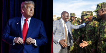 A Photo Collage Of U.s President Donald Trump And Kenya’s President William Ruto Interacting With Officers In Haiti. Photo/White House/Pcs.