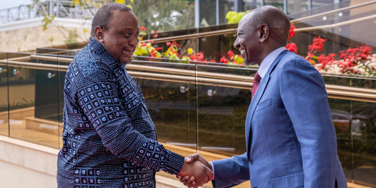 President William Ruto And Former President Uhuru Kenyatta At State House, Nairobi, During The Joint Eac-Sadc Summit With The Panel Of Facilitators On The Security Situation In The Eastern Democratic Republic Of The Congo (Drc). Photo/Pcs