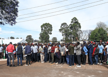 Job Applicants Queueing For Interview At Kabete National Polytechnic. Photo/Mutua X