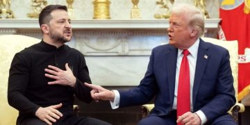 President Donald Trump And Ukrainian President Volodymyr Zelenskyy Held A 15-Minute Private Meeting.