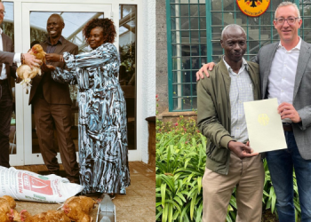 A Photo Collage Of German Ambassador To Kenya, Sebastian Groth And Retired German Embassy Gardener Hesbon Imbwaka Photo/ Sebastian Groth
