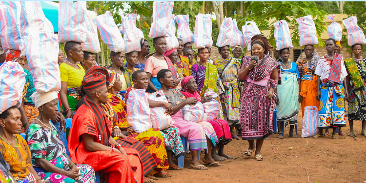 A Photo Of Ntv Swahili Anchors Lofty Matambo And Fridah Mwaka Celebrating With Widows In Kilifi County Photo/ Lofty Matambo And Fridah Mwaka