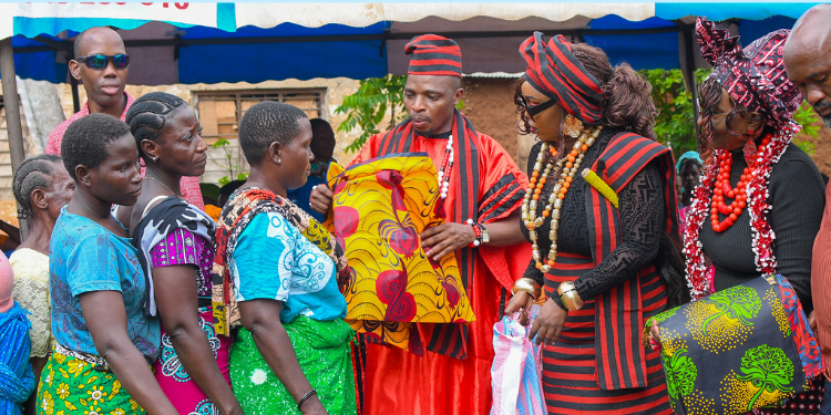 A Photo Of Ntv Swahili Anchors Lofty Matambo And Fridah Mwaka Celebrating With Widows In Kilifi County Photo/ Lofty Matambo And Fridah Mwaka