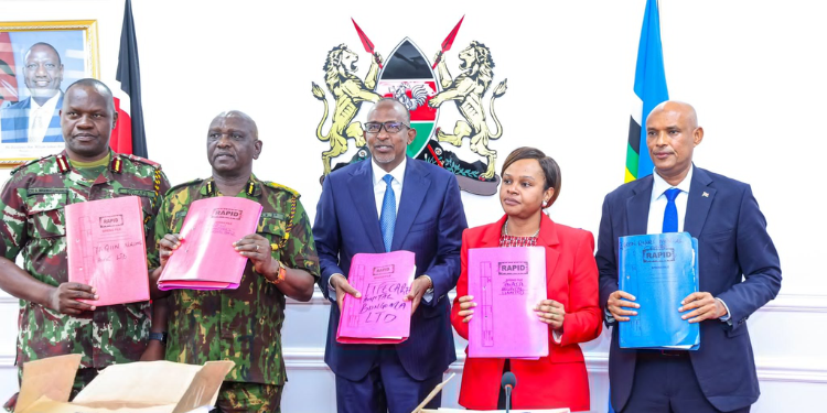 Duale Submits Files To Dci Amid Sha Scandal Claims From Left: Deputy Inspector General (Dig) Gilbert Masengeli, Police Ig Douglas Kanja, Health Cs Aden Duale, Sha Ceo Dr. Mercy Mwangangi And Dci Director Mohamed Amin. Photo/Moh.