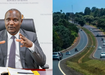 A Photo Collage Of Treasury Cs John Mbadi And A Section Of The Nairobi-Nakuru Highway. Photo/Treasury X/Meta Plant &Amp; Equipment.