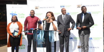 Sha Ceo Dr. Mercy Mwangangi, Alongside Health Cs Aden Duale And Medical Services Ps Dr. Ouma Oluga During A Past Press Conference. Photo/Sha.