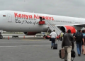 Passengers Boarding A Kenya Airways Plane. Photo/Kq.