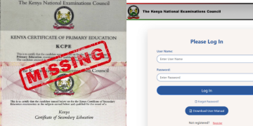 Knec: A Photo Collage Showing A Kcse Certificate Marked “Missing” Alongside The Knec Online Portal. Photo/Knec/Ocave