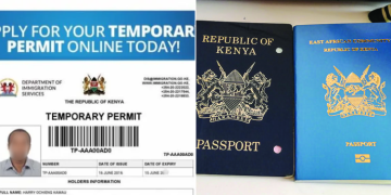 A Photo Of A Sample Temporary Travel Document And A Kenyan Passport. Photo/Techweez