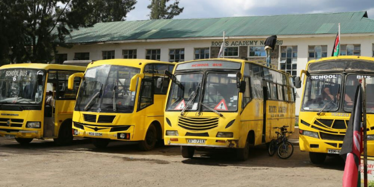 Roots Academy: Nakuru'S Premier School Leading In Cbe Curriculum, Chinese And French Studies A Photo Showing A Fleet Of Buses At Roots Academy Photo/Roots Academy