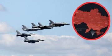 Nato Military Planes And A Satellite Representation Near The Border With Ukraine