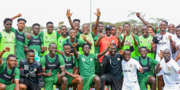 Harambee Stars Players With President William Ruto. Photo/ Fkf
