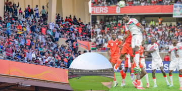 Harmbee Stars Players And Fans At Kasarani Stadium And In Inset On Misc. Photo/ Hrambee Stars