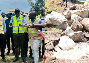 A Photo Collage Featuring Kenha Director Of Maintenance Ezekiel Fukwo, Geologists At Work, And The Road Cracks Along The Nakuru–Marigat Road.
