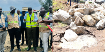 A Photo Collage Featuring Kenha Director Of Maintenance Ezekiel Fukwo, Geologists At Work, And The Road Cracks Along The Nakuru–Marigat Road.