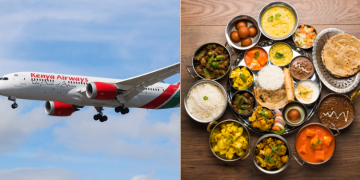Kenya Airways Plane And A Photo Of Meals. Photo/Kq.