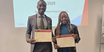 Kenyan Students Esbon Ogeto And Bettinah Maruti Receiving International Recognition Photo/Mku