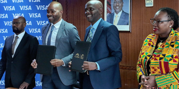 Ktb Ag. Ceo Allan Njoroge (2Nd From Right) With Vice President And General Manager, Visa East Africa, Chad Pollock During The Partnership Signing Ceremony