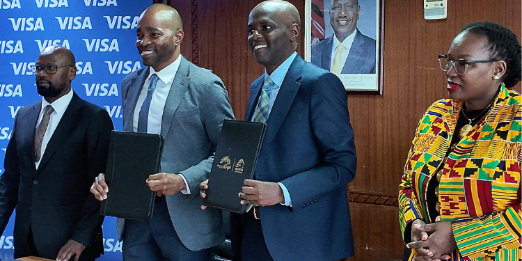 Ktb Ag. Ceo Allan Njoroge (2Nd From Right) With Vice President And General Manager, Visa East Africa, Chad Pollock During The Partnership Signing Ceremony
