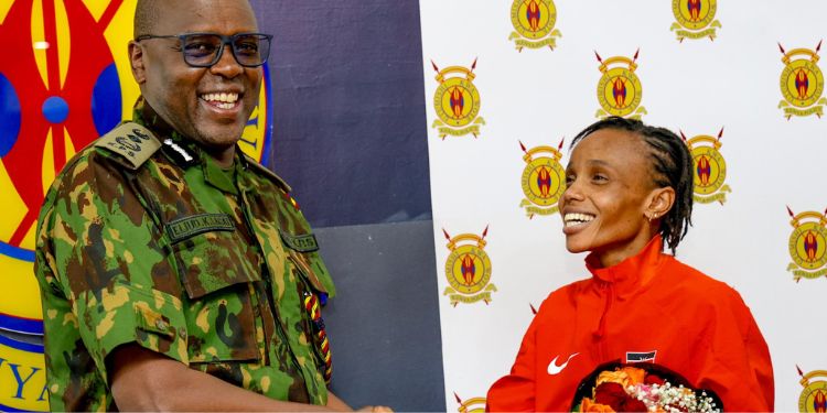 Police Dig Eliud Lagat And Olympic World Champion Beatrice Chebet. 