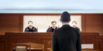 A Lawyer Presents Case In Court.