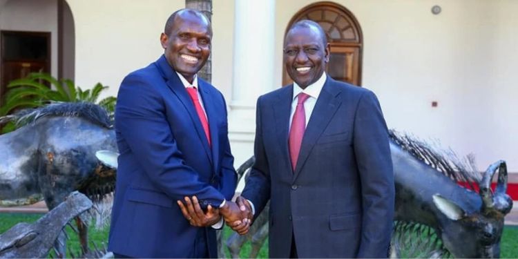 Billionaire Mwale Medical And Technology City Founder Julius Mwale With President Ruto At State House Nairobi.