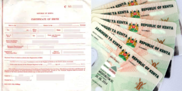 A Collage Of Kenyan National Ids (Right) And Birth Certificate (Left)