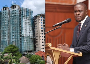A Collage Photo Of Governor Sakaja And High-Rise Apartment In Kileleshwa. Photo/Sakaja