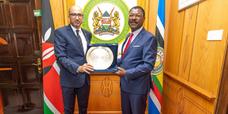 National Assembly Speaker Moses Wetang’ula And Ambassador Hatem Yousri Hosni, Egypt’s Envoy To Kenya. Photo/ Wetang'Ula