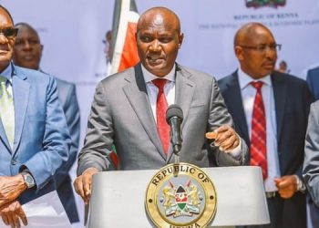 National Treasury Officials Led By Cabinet Secretary John Mbadi During A Press Briefing On February 13, 2025.