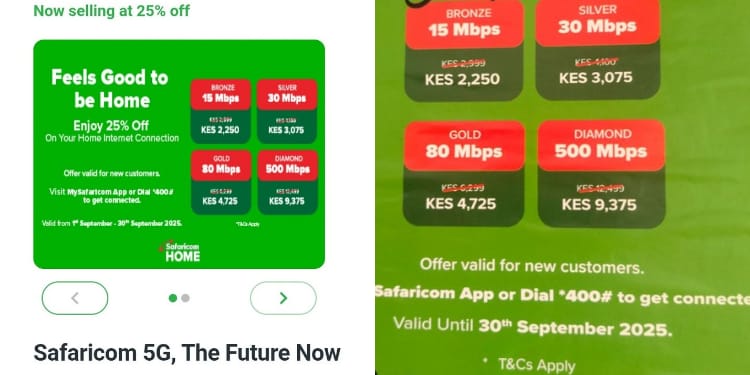 Safaricom Reduced Home Fibre Bundle Prices. Photo/Safaricom.