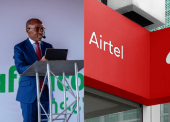 A Collage Of Safaricom Ceo Peter Ndegwa And Airtel Shop Photo/Safaricom/Biz Kenya